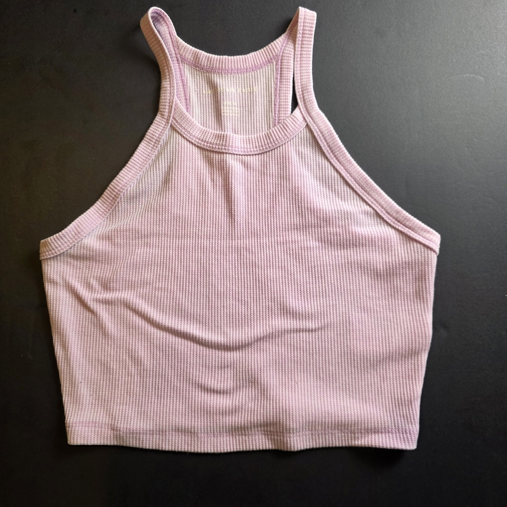 American Eagle Outfitters Ribbed Halter Crop Top - Light Pink